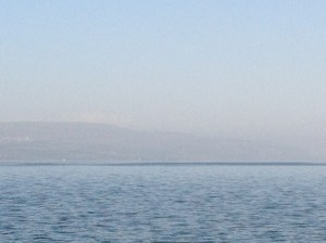 On left side is Tagba where 5000 were fed. On right is Bethsaida.  Jesus walked on water in between.